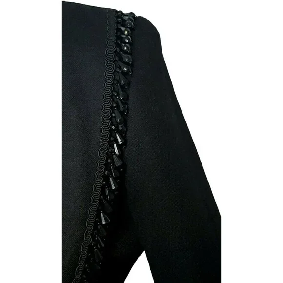 Etoile Womens Dress Size 6 Vintage Sheath Black Beaded Midi Long Sleeve - Picture 8 of 8